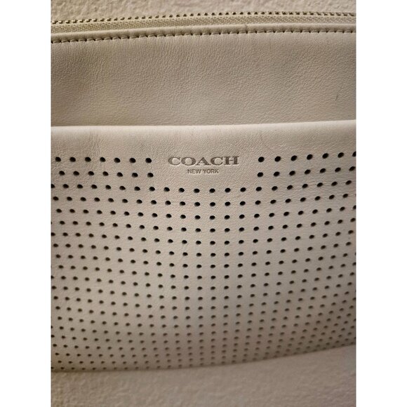 Coach White Shoulder Bag with Perforated Pocket, Cross Body Strap GUC
